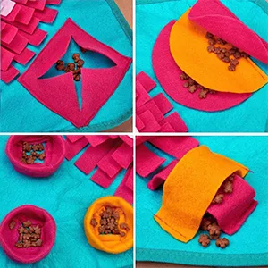Emwel Dog Snuffle Mat - Washable Pet Feeding Nosework Treats Mat Puzzle Training Toy for Dogs Large Medium Puppies Red - Various shape