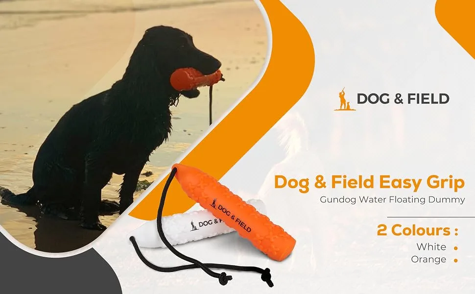Dog & Field Easy Grip Gundog Water Floating Dummy - Orange & White Plastic Throw Toy (White Small) White - SMALL - Easy Grip Water Dummy