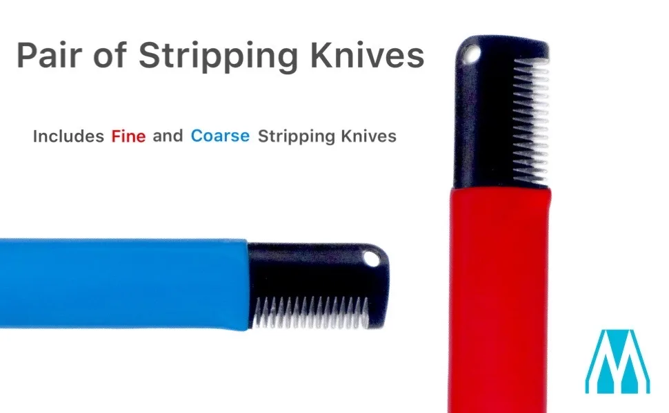 Masterclip | Stripping Knife for Dogs & Pets Professional Stripping Comb for Dog Grooming (Fine Hair Coats) De-Shedding Tool for Dogs - Pair of stripping knives