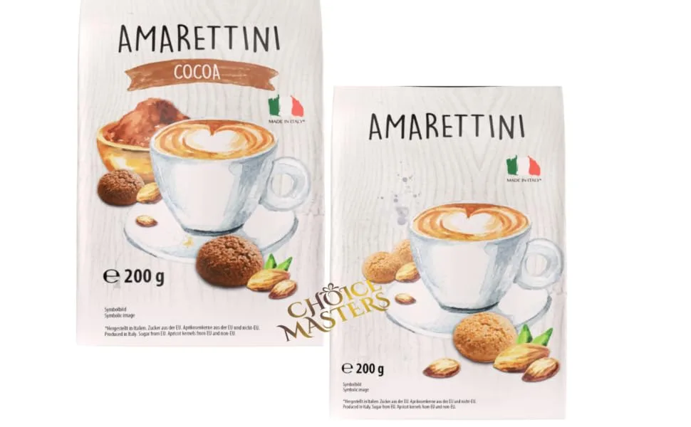 Amaretti Biscuit Gift | Traditional Crunchy Amarettini Cocoa Biscuits | Classic Authentic Italian | Cacao 200 g - biscuits gift italian authentic traditional Christmas Xmas tea coffee treats hot chocolate milk