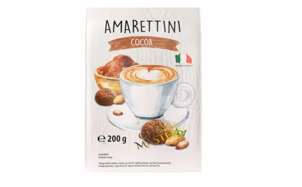 Amaretti Biscuit Gift | Traditional Crunchy Amarettini Cocoa Biscuits | Classic Authentic Italian | Cacao 200 g - biscuits gift italian authentic traditional Christmas Xmas tea coffee treats hot chocolate milk