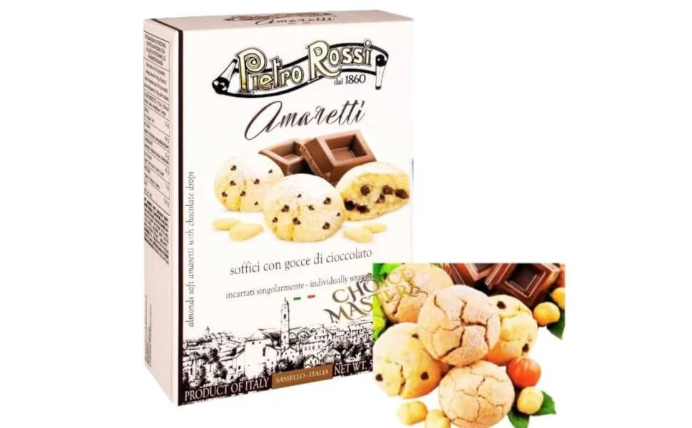 Mother's Day Gift - Amaretti Biscuits | Traditional Soft Amaretti Authentic Italian Biscuits | In A White Gift Box Premium Biscuits with Chocolate Drops - Enjoy All Year Round 160g - amaretti biscuits italian coffee gift Xmas enjoy with wine liquour tea hot chocolate gifts cookie
