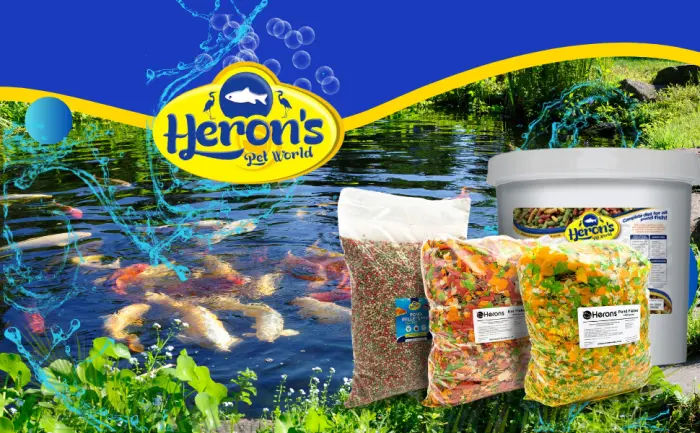 HERONS - Pond Flakes - For Koi Carp and Other Pond and Coldwater Fish - With Essential Vitamins Minerals and Trace Elements - Supports Healthy Immune System - Does Not Cloud Water - 1 KG - Herons