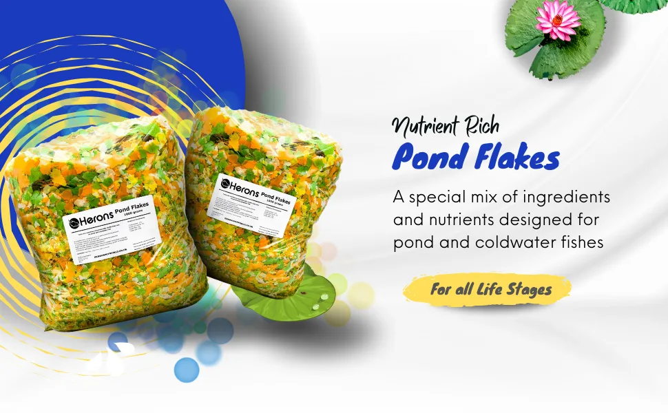 HERONS - Pond Flakes - For Koi Carp and Other Pond and Coldwater Fish - With Essential Vitamins Minerals and Trace Elements - Supports Healthy Immune System - Does Not Cloud Water - 1 KG - Pond Flakes