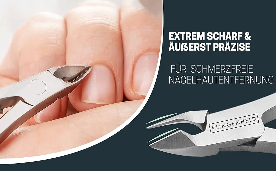 KLINGENHELD Precise Cuticle Nippers Very Smooth & Extra Sharp Includes Cotton Travel Bag 100% Plastic-Free & Sustainable Cuticle Scissors Cuticle Cutter KH-001-SILBER Silver - NHZ3