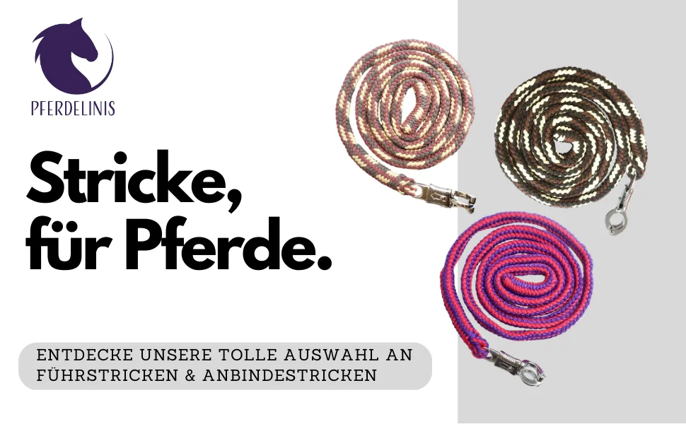Lead Rope for Horses with Sturdy Panic Hook Length 2 m Many Great Designs and Colours (Black) - Lead rope for horses 2 m