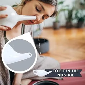 Leak Proof Durable Ceramic Neti Pot Comfortable Grip | Microwave and Dishwasher Friendly Natural Treatment for Sinus and Congestion Black - Smooth Edges Cause No Discomfort at All
