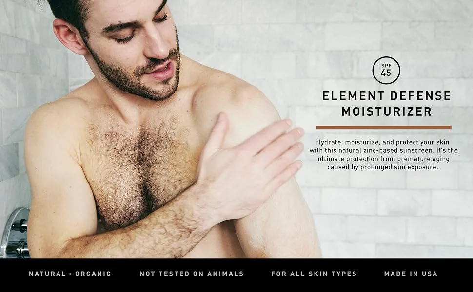 Brickell Mens's Element Defense Moisturizer with SPF45 for Men Natural & Organic Zinc SPF45 Sunscreen Hydrates and Protects Skin Against UVA/UVB Rays 236 ml Unscented - Element Defense Moisturizer, SPF 45, Natural Sunscreen, For men, Hydrate, Protect