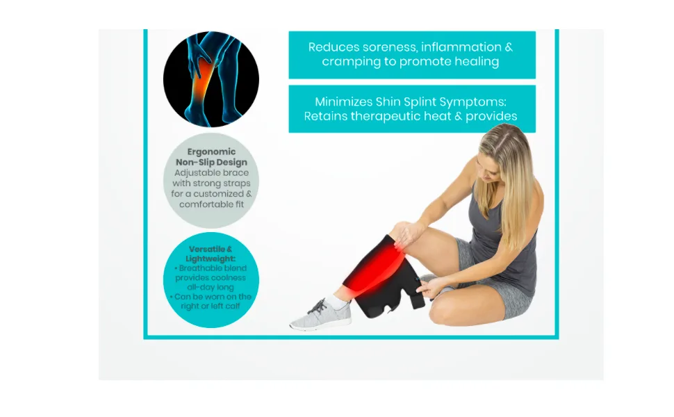 Vive Calf Brace - Adjustable Shin Splint Support - Lower Leg Compression Wrap Increases Circulation Reduces Muscle Swelling - Calf Sleeve for Men and Women (Beige) - product information 2