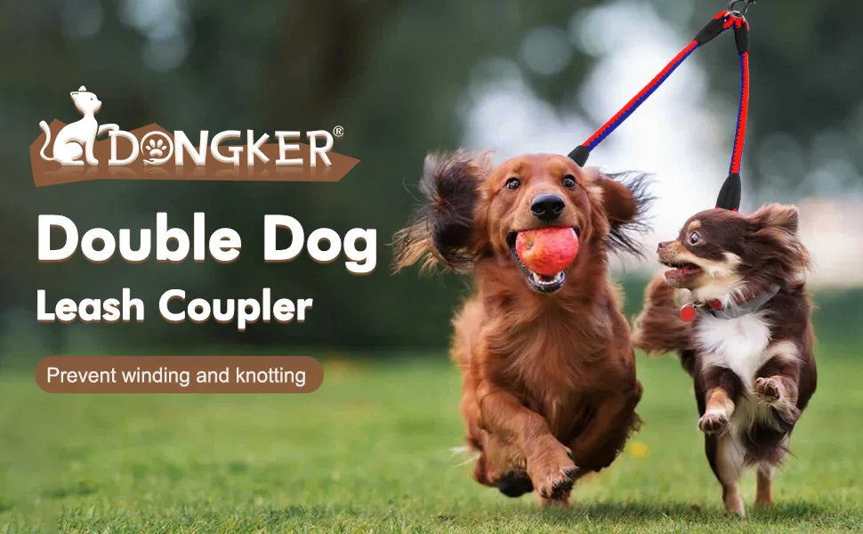 Double Dog Leash Coupler 360 Rotation Dog Lead Splitter for 2 Large Medium Small Puppy Dogs color 1 - product information 1