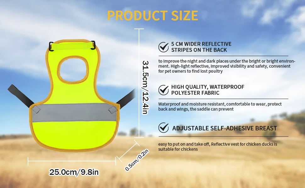 Chicken Reflective Vest Poultry Hen Saddle Apron w/Adjustable Strap for Chicken Duck Geese green - product information 2