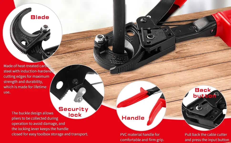 Ratchet Cable Cutter HS325A Aluminum Copper Ratchet Cable Cutter Ratchet Cable Cutter and Cable Cutter up to 240mm  - Cable Cutters