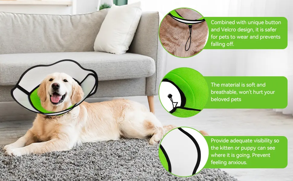 Recovery Collars for Dogs Dog Cone Collar After Surgery Anti- Bite Adjustable Soft Elizabethan Cone Collars with Breathable Mesh for Dog and Cat - dog cone collar