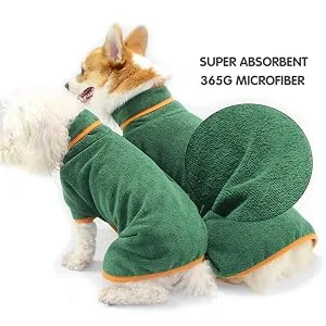 Dlmlemu Super Absorbent Pet Bathrobe Fast Drying Pet Bath Towel Dog Bathrobe Towel with Adjustable Strap Hood Dog Drying Robes for Large Medium Small Pet Cat Soft Quick-Drying and Warm M - Super Absorbent Pet Bathrobe