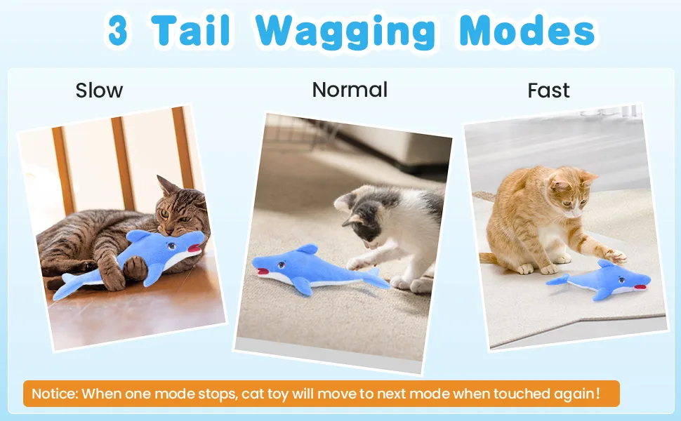 Floppy Fish Cat Catnip Toys Flapping Interactive Electric Kitten Toy for Indoor Cats Chew Moving Fish Kicker Toy Realistic with USB Charger Simulation Automatically Wagging Tail (Dolphin)1 - Fish Cat Toy