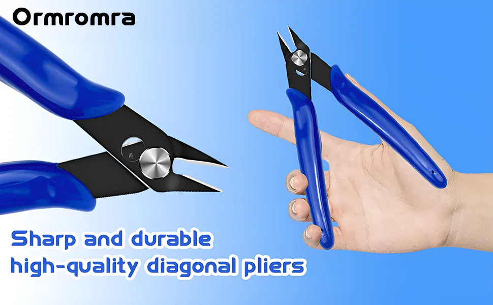 Wire Cutters 2PCS Small Flush Cutters Cutting Pliers with Non-Slip Comfortable Handle Precision Wire Clippers Hobby Snip Side Cutting Plier Diagonal Side Cutters Pliersfor Jewelry Craft DIY(Blue) - Wire Cutters