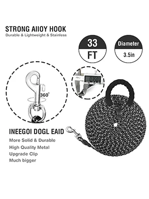 Dog Training Lead Long Leads Rope Nylon Floatable Long Reflective Recall Dog Training Rope with Comfortable Handle for Hiking Camping Walking (65FT/20M) - Dog Training Lead