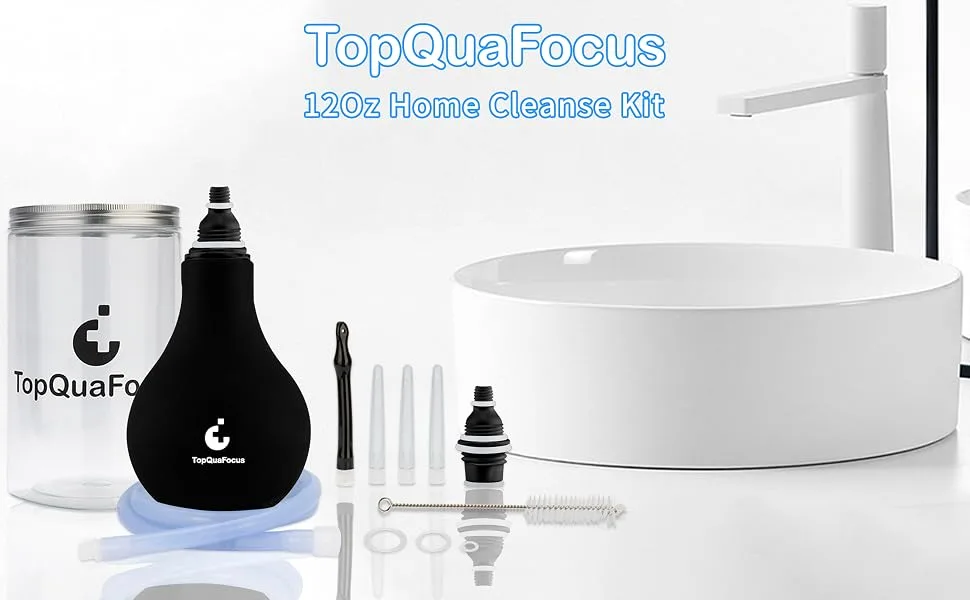 TopQuaFocus 320ml Enema Bulb Kit Anal Douche Bulb kit for Man Woman Cleaning Douche Bulb Men(320ML Black) - product information 1