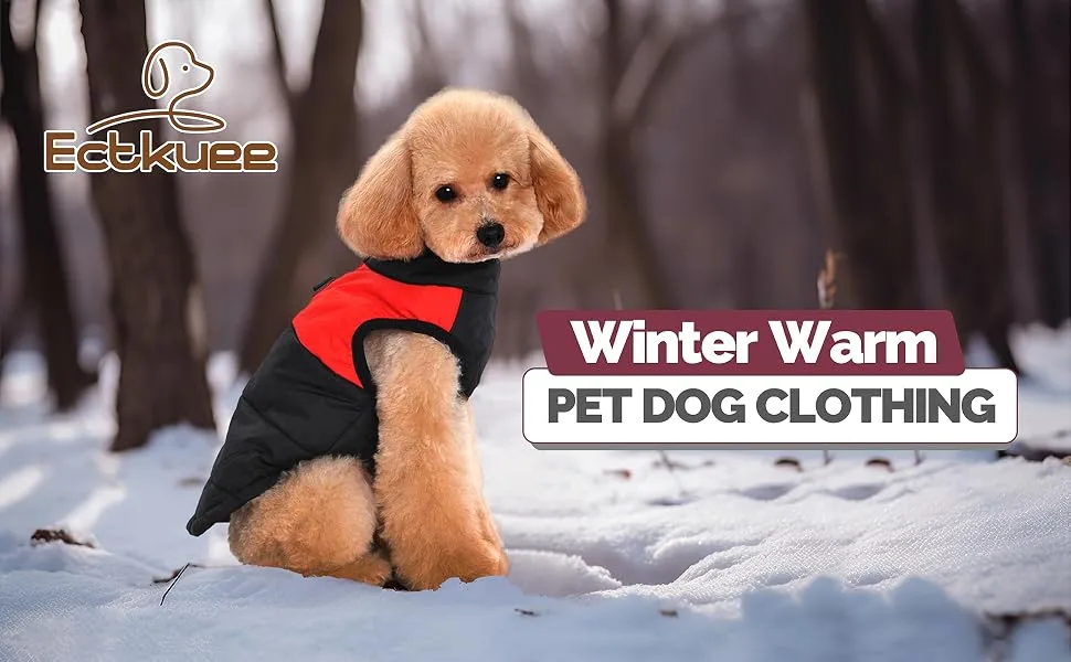 Ectkuee Waterproof Dog Coat Jacket Warm Padded Puffer Pet Dog Puppy Clothes Vest (Red L) L Rouge - warm and waterproof coat
