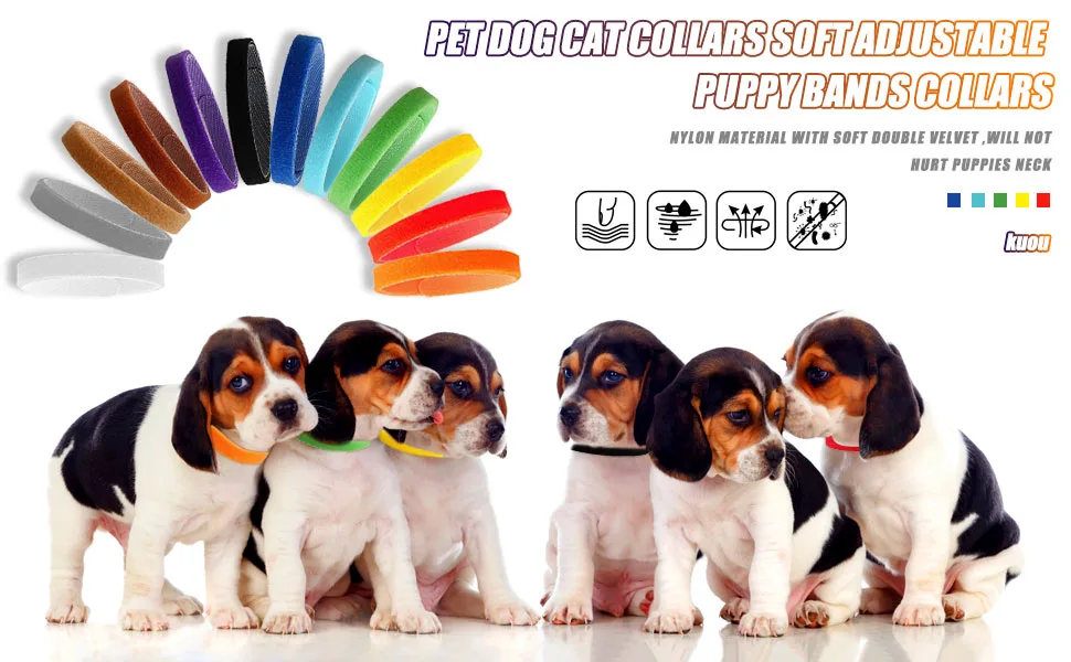 kuou 12pcs Puppy ID Collars Adjustable Puppy ID Bands Whelping Collars Multi Coloured Identification Puppy Collar for Pet Dog Kitten Whelping Newborn Kitten - product information 1