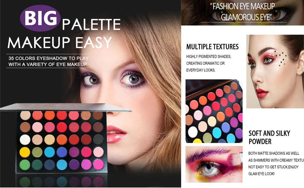 35 Color Studio Eye Shadow Palette Makeup Palette Perfectly combinable color shades Matt Luminous and shimmering textures For seductive eyes # 02 - 35 Colors Eyeshadow Palette