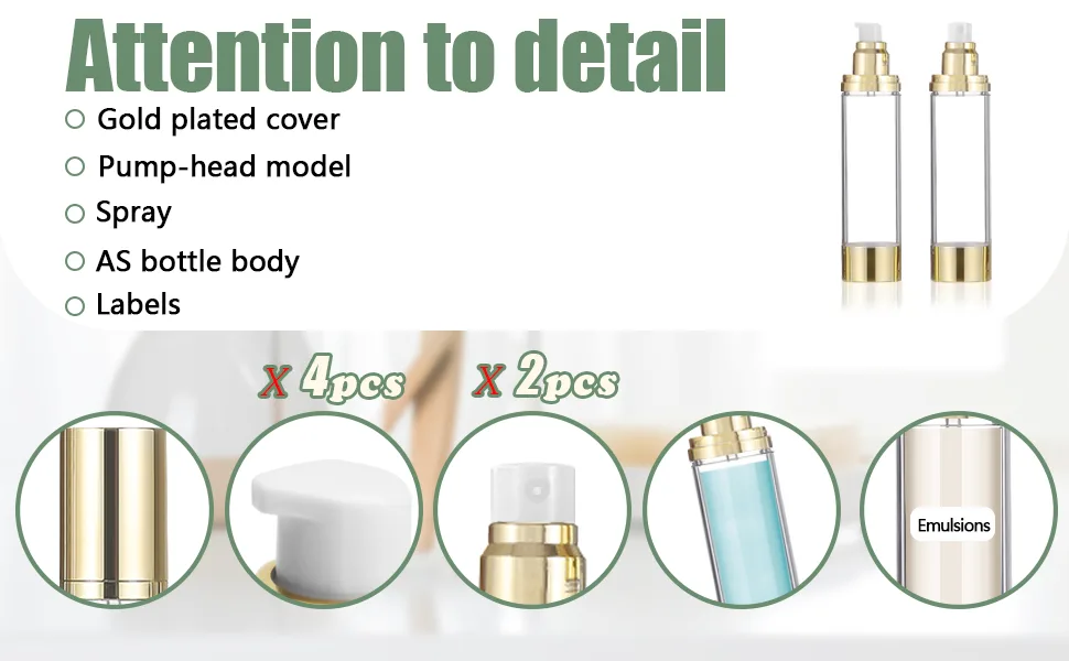 CSHITIKE 6Pcs 1.7oz/50ml Refillable Airless Pump Bottle Makeup Pump Dispenser with Labels Plastic Cosmetic Containers for Storage Travel (Silver) - empty shampoo bottle soap dispenser shampoo pump plastic soap dispenser airless pump bottle plastic
