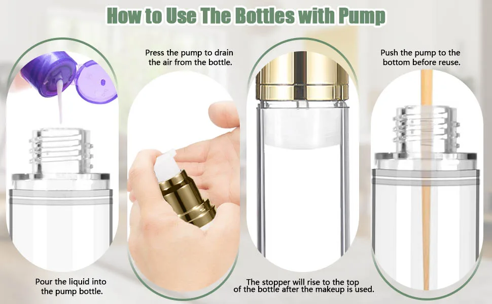 CSHITIKE 6Pcs 1.7oz/50ml Refillable Airless Pump Bottle Makeup Pump Dispenser with Labels Plastic Cosmetic Containers for Storage Travel (Silver) - empty shampoo bottle soap dispenser shampoo pump plastic soap dispenser airless pump bottle plastic
