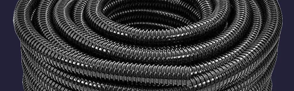 Love Aquatics 1.25 Inch (32mm) Black Corrugated Flexible Hose Fish Pond Pump Marine Flexi Pipe (5 Metre) - pipe