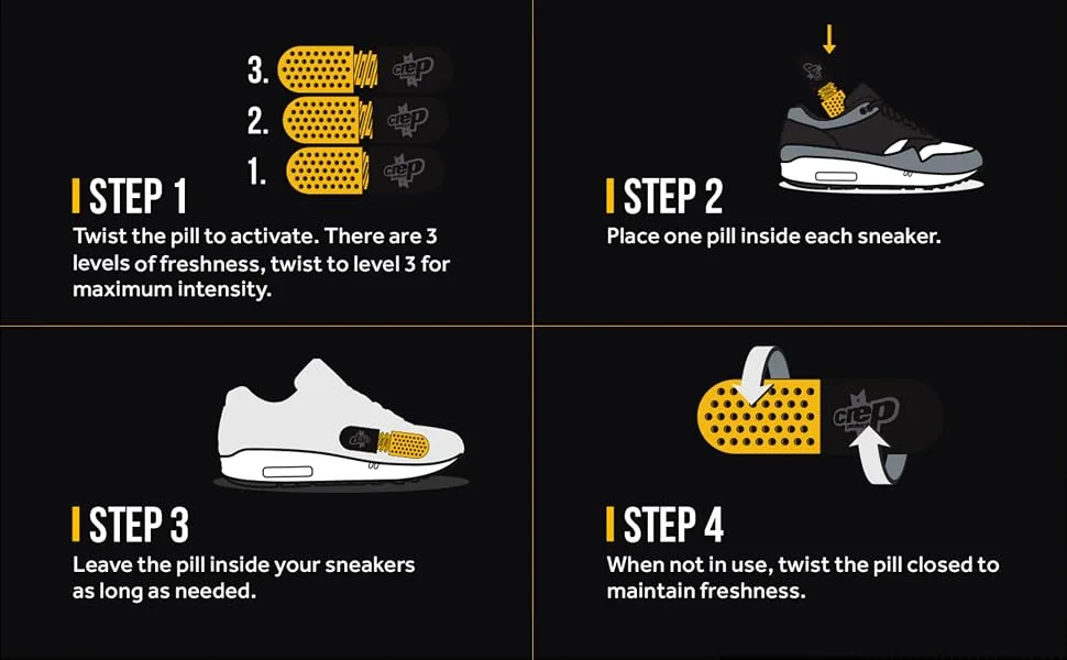 Crep Protect Refresher Pill - Ultimate Shoe Deodorant Fresh Cotton Fragrance - Black - Shoe Freshner