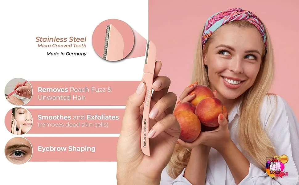Hollywood Browzer Dermaplaning Tool for Face Eyebrow Shaping Removing Unwanted Hair Exfoliating Tool for Women - Royal Gold - product information 3