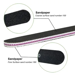 VONKMATT Professional Nail Files Double Sided Emery Board-Nail Buffer Files for Home 100/180 Grit 6 PCS - nail files 100/180 grit Hard False Nail File 100 grit nail file