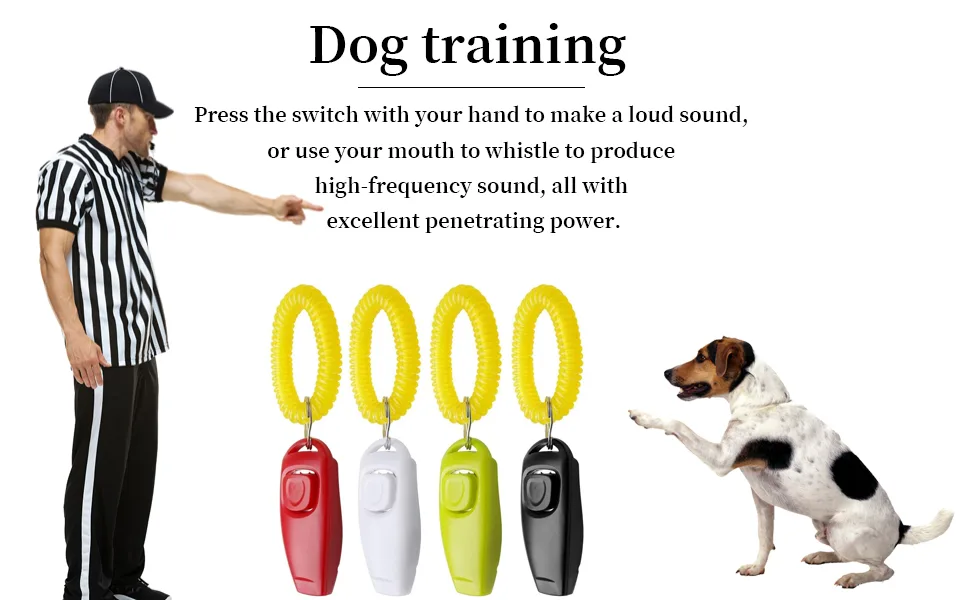 Symphonyw Dog Training Clickers 4PCS Dog Whistle Clicker 2 in 1 Whistle and Clicker Pet Training Tools with Wrist Strap - Dog Training Clickers