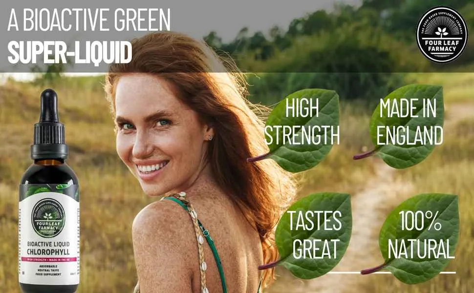 Liquid Chlorophyll Drops for Water - High Strength Chlorophyll Liquid 6000mg - Made in UK - 2 Month Supply - high strength tastes great