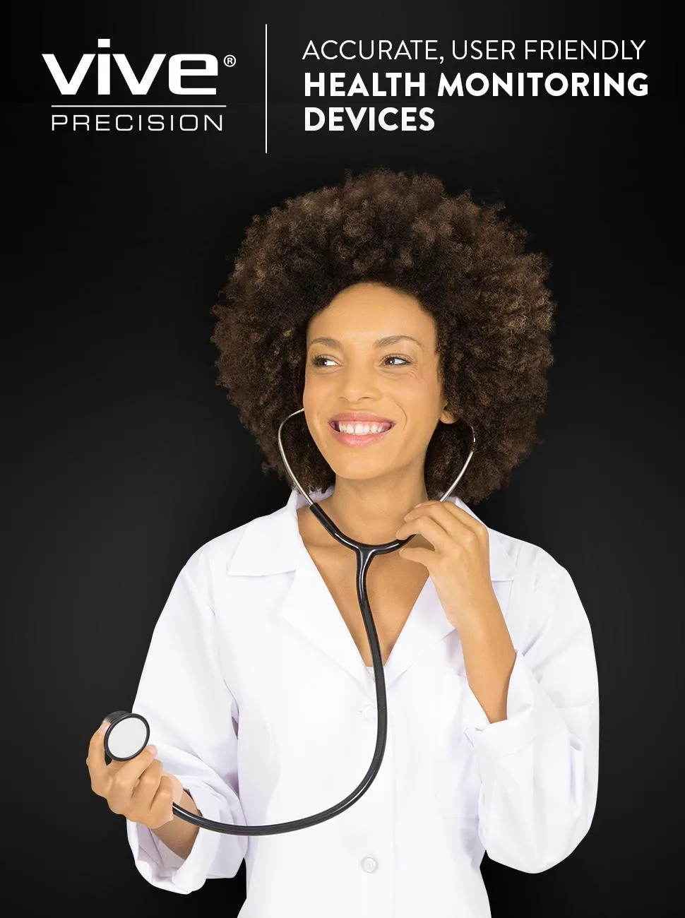 Vive Precision Dualhead Stethoscope - Dual Head Diaphragm Bell for Nurses ER Cardiology Veterinary (Black) - stethoscope
