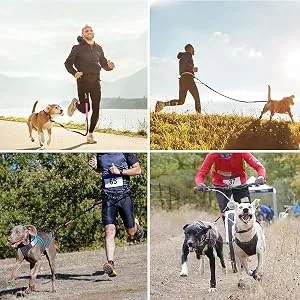 Retoteng Hands-free leash Adjustable Leash with Belt Pouch Double Handles Shock-absorbing Reflective Stitching Suitable for Medium and Large Dogs - product information 3