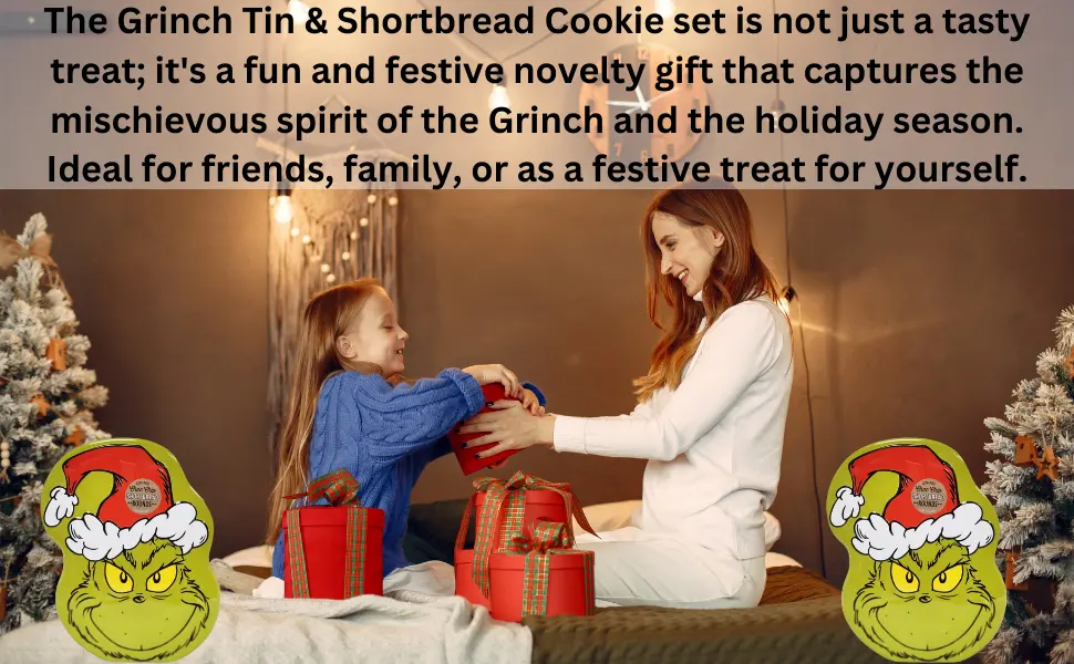 Whimsical Grinch Tin Delight Choc Chip Round Shortbread with a Festive Twist - Grinch Face Tin Shortbread Cookie Chocolate Chip Biscuits Treat Christmas Decor Holiday Gift