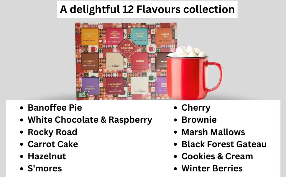 Ultimate Hot Chocolate Gift Box: A Flavorful Journey Through Winter Bliss - Hot chocolate gift set Cocoa drink mix flavors 12 marshmallow Christmas Festive Cozy Unique gift
