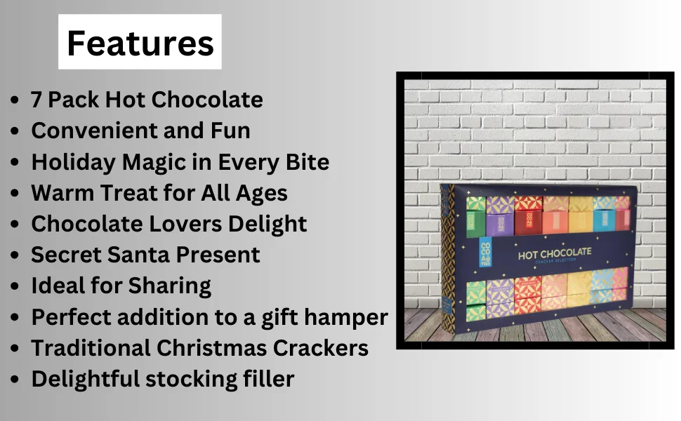 Hot Chocolate Cracker Selection Set Warm Treat for Any Occasion Gourmet Flavored Hot Chocolate Gift - Hot Chocolate Cracker Selection 7 Christmas Present Stocking filler Festive Gift Surprise occasion