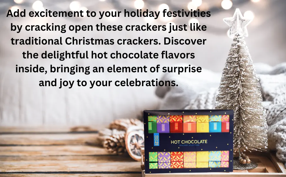 Hot Chocolate Cracker Selection Set Warm Treat for Any Occasion Gourmet Flavored Hot Chocolate Gift - Hot Chocolate Cracker Selection 7 Christmas Present Stocking filler Festive Gift Surprise occasion