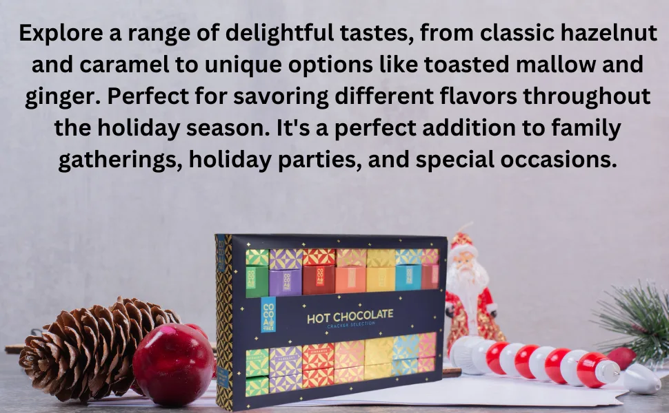 Hot Chocolate Cracker Selection Set Warm Treat for Any Occasion Gourmet Flavored Hot Chocolate Gift - Hot Chocolate Cracker Selection 7 Christmas Present Stocking filler Festive Gift Surprise occasion