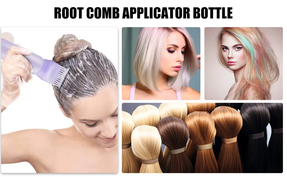 Gezimetie Root Comb Applicator Bottle with Scalp Massager Brush Comb 3PCS Hair Coloring Dye and Scalp Treatment Tools (White) - product information 3
