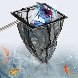 Fish Net with Telescopic Handle Small Pond Net Stainless Fishing Net Aquarium for Cleaning Catching Tiny Fish and Shrimp Black square net - product information 3