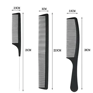 DAZISEN 3 Pieces Combs Set - Black Wide Toothed Comb Hairdressing Combs Heat Resistant Anti-static Detangling Hair Comb Cutting Combs Set 1 - product information 3