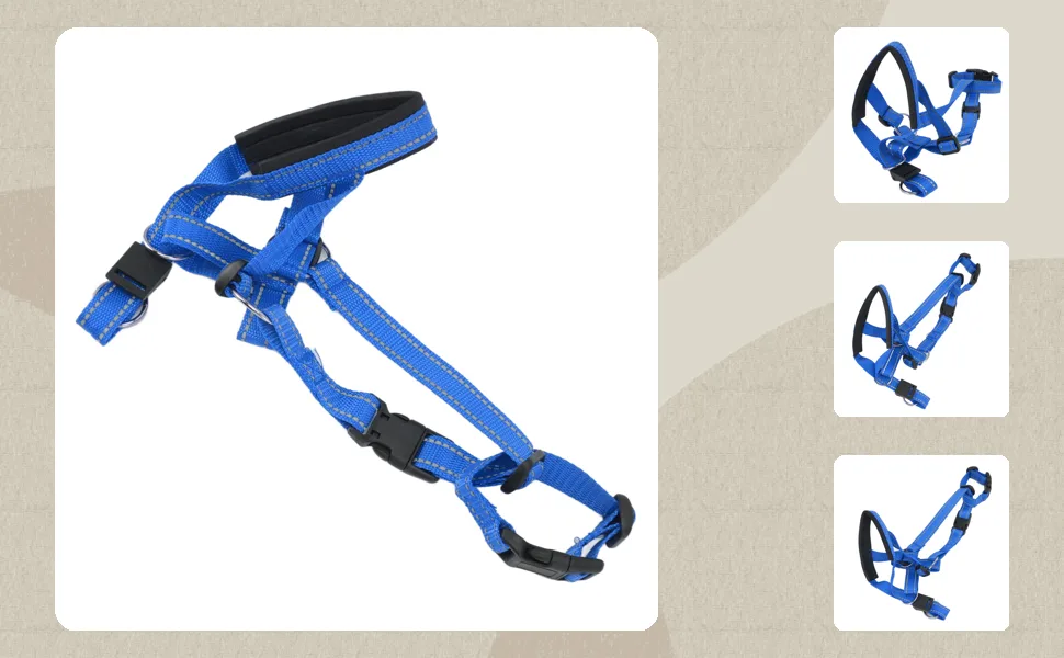 Dog Head Collar Dog Head Halter with Safety Strap Pet Headcollar Stops Pets From Pulling for Outdoor Walk (L) L Blue - product information 2