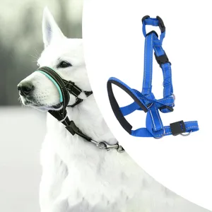 Dog Head Collar Dog Head Halter with Safety Strap Pet Headcollar Stops Pets From Pulling for Outdoor Walk (L) L Blue - product information 6