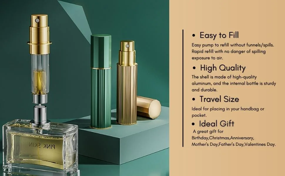 BRARIOS Perfume Atomiser Refillable Travel Size Portable Atomiser Spray Mini Empty Perfume Bottle Leak Proof Cologne Dispenser for Women and Men 5ml(Silver) - product information 3