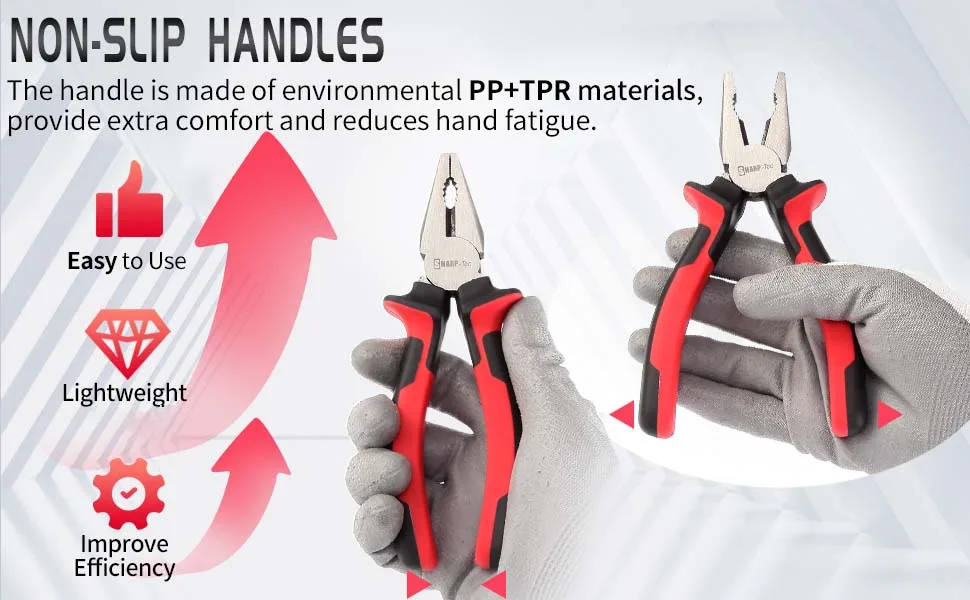 Sharp-tec Combination Pliers 200mm Multifunction Pliers with Wire Cutting/Crimping/Wire Twisting/Pulling and Nails Removing 8-inch Professional Combination Wire Pliers Combination Plier 200MM - product information 5