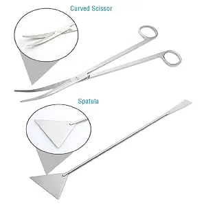 capetsma Aquascaping Tools Long Stainless Steel Aquarium Plant Tools Aquarium Tweezers Scissors Spatula Tool Set Bonsai Kit Algae Scraper Aquarium Cleaning Set for Aquarium Starter Kit Silver - aquarium scissors algae scraper