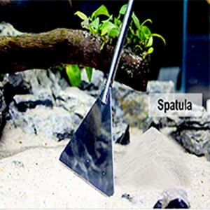 capetsma Aquascaping Tools Long Stainless Steel Aquarium Plant Tools Aquarium Tweezers Scissors Spatula Tool Set Bonsai Kit Algae Scraper Aquarium Cleaning Set for Aquarium Starter Kit Silver - Spatula Tool