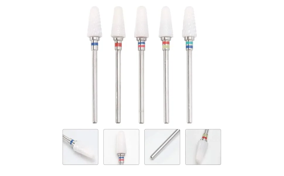 FOMIYES Manicure Pedicure Tools 5pcs Nail Polishing Accessories Ceramics Drill Gravel Nail Bit Remove Gel - product information 2